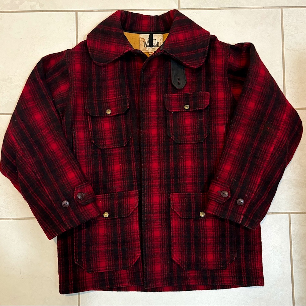 1960’s Woolrich Buffalo Plaid Hunters Coat Wool Vintage Field Coat Size 40